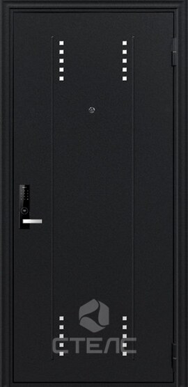 Железная входная  дверь Люций Black 234-766 порошковое напыление с МДФ-ПВХ 2-К утеплённая + Зеркало (большое) фото