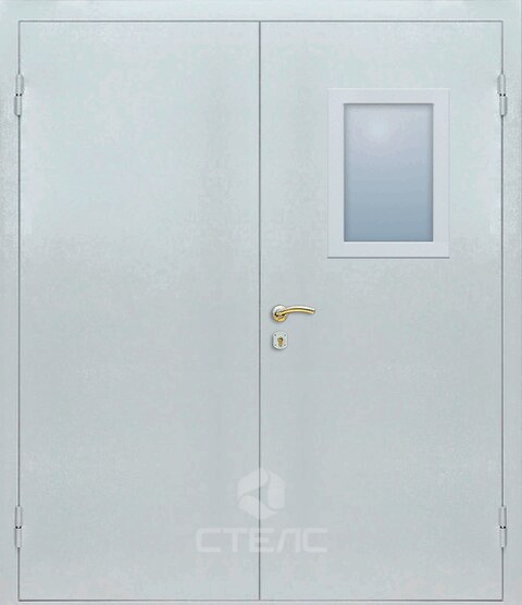 Дверь для технических помещений нитро окрас с равными створками  двустворчатая  — Модель 490-487 фото