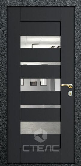 Металлическая входная дверь Рада Параллель Венге Double МДС- 488-132 МДФ 2-К утеплённая + Зеркальная вставка фото