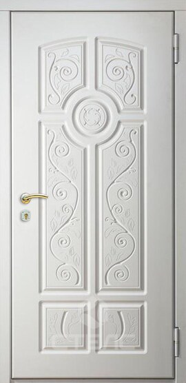 Железная входная дверь Новелла White ПЗ- 699-486 МДФ-ПВХ 3-К с шумоизоляцией + Зеркало (большое) фото