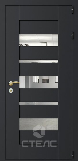 Стальная входная дверь Рада Параллель Венге в квартиру МДФ с терморазрывом + Зеркальная вставка фото