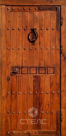 Дверь входная  из массива сосны в деревянный котедж | Артикул 433-416 фото