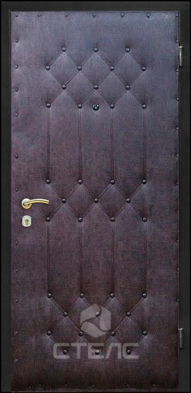 Входная дверь с покрытием кожзаменитель с двух сторон дутая 2-К утеплённая | Артикул 744-631 фото
