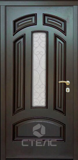 Стальная входная дверь Uberture Венге Double МДСК- 742-596 из МДФ 2-К утеплённая + Ковка + Стеклопакет (средний) фото