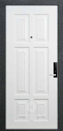 Стальная входная  дверь 467-134 с полимерной отделкой + ПВХ панель 2-К утеплённая + Лазерная резка фото