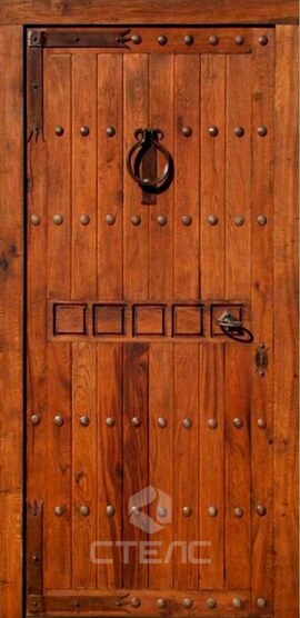 Дверь входная  из массива сосны в деревянный котедж | Артикул 433-416 фото