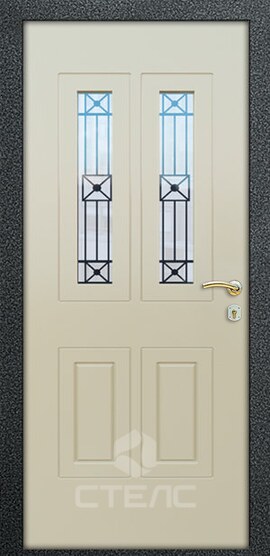 Железная входная дверь Alutec White Double МДСК- 453-701 с отделкой МДФ 2-К с терморазрывом + Стеклопакет большой + Ковка фото