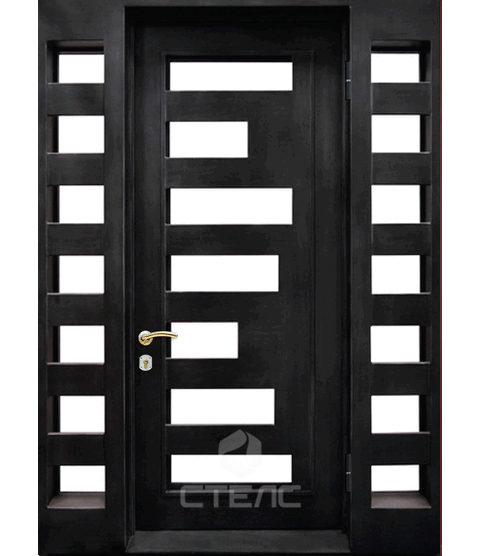 Дверь входная ММПСГ- 920-287 МДФ с вставками 2-К утеплённая + Стекло (маленькое) (16 шт.) + Стекло (среднее) (8 шт.) фото