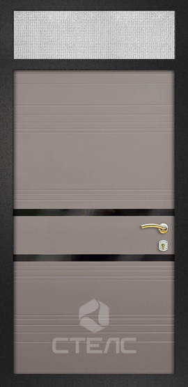 Дверь входная Магнат ПМФ- 775-699 обитая МДФ-ПВХ 2-К утеплённая + Молдинг + Вставка из стекла + Верхняя фрамуга (остекленная) фото