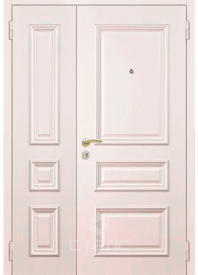 Входная  металлическая дверь в коттедж / квартиру белая МДФ с терморазрывом фото