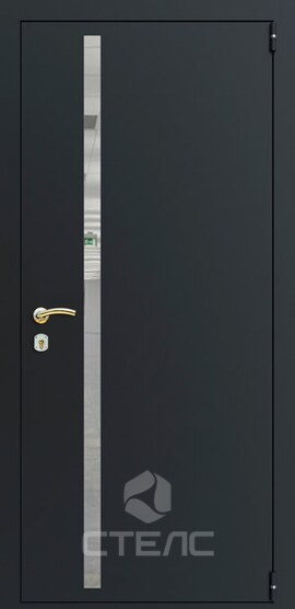Входная квартирная дверь 896-162 с полимерным покрасом 2-К утеплённая + Нержавеющая полоса (2 шт.) фото