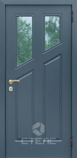 Стальная входная дверь Krakow Grey Double МДС- 369-125 с МДФ 2-К утеплённая + Стеклопакет маленький фото