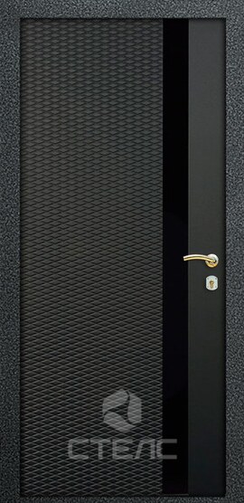 Дверь входная Luxor Grey МД- 940-718 МДФ 2-К утеплённая + Вставка из стекла + Зеркальная вставка фото