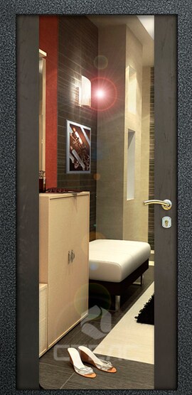 Железная входная дверь Новелла White ПЗ- 699-486 МДФ-ПВХ 3-К с шумоизоляцией + Зеркало (большое) фото