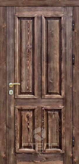 Дверь входная  из массива сосны 2-К утеплённая | Артикул 685-994 фото