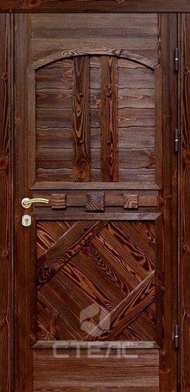 Дверь  металлическая входная  в дом/ квартиру из массива дерева (сосна) в деревянный дом | Артикул 019-033 фото