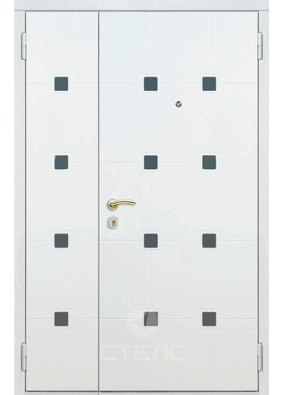 Стальная для технических помещений дверь 913-451 отделка порошковая полуторная конструкция 2-К + Стекло (маленькое) (12 шт.) фото