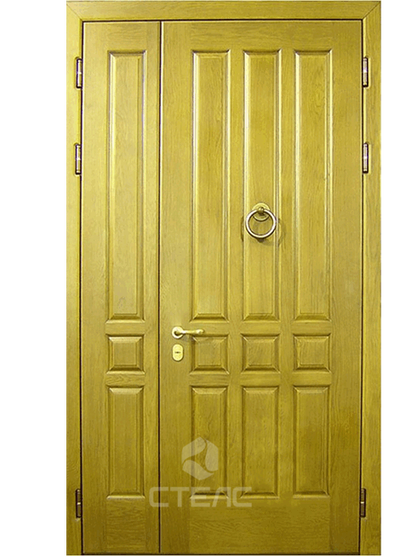 Железная входная дверь ММП- 039-185 с панелями МДФ с 2х сторон 2-К утеплённая + Лев фото