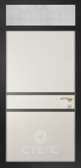 Дверь входная Арчер I ПСФ- 387-484 с МДФ-ПВХ панелью 2-К утеплённая + Молдинг + Вставка из стекла + Верхняя фрамуга (остекленная) фото