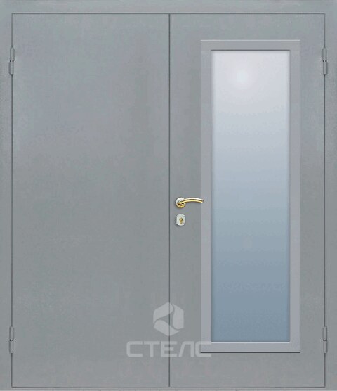 Дверь для технических помещений равнопольная двустворчатая грунтованная конструкция 2-К | Заказать с установкой и доставкой в Москве 015-883 фото