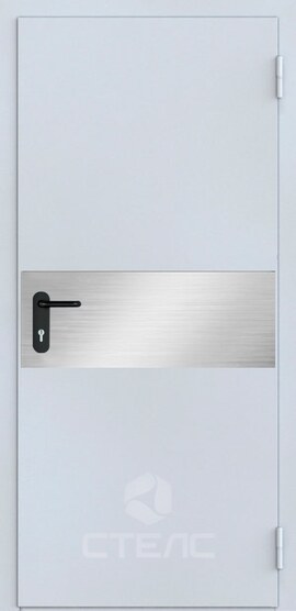 Металлическая входная дверь 650-227 однопольная с порошковым напылением EI-60 + Декоративный отбойник (посередине) фото