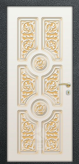 Стальная входная дверь Версаче White Double МД- 734-960 с накладкой МДФ 2-К с терморазрывом + Патина фото