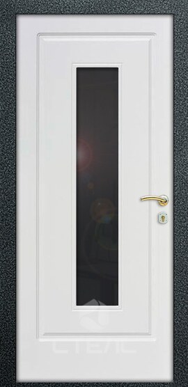 Железная входная дверь Аляска White Double МДС- 811-390 с МДФ панелью 2-К утеплённая + Стеклопакет (средний) фото