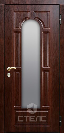 Дверь входная Taler light Double Brown/White МДС- 312-285 с накладкой МДФ 2-К с терморазрывом + Стеклопакет (средний) фото