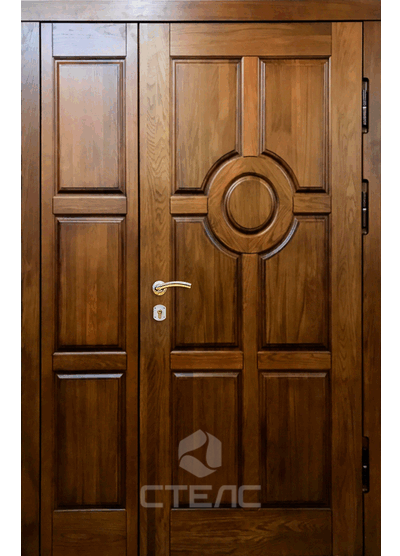 Входная металлическая дверь в коттедж МДФ с вставкой сбоку под заказ, установка через 3 дня фото