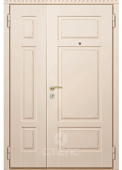 Дверь входная  в сталинскую квартиру двустворчатая   МДФ с боковой вставкой 2-К утеплённая фото