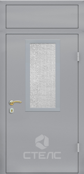Входная дверь 128-397 Порошковая с фрамугой конструкция 2-К + с армированным противопожарным остеклением+ Верхняя фрамуга фото