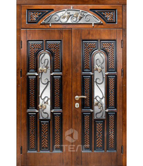 Дверь  металлическая входная  отделанная дубом трех контурная — с установкой фото