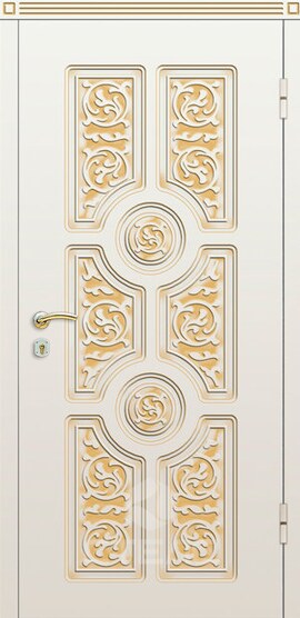 Стальная входная дверь Версаче White Double МД- 862-914 с накладкой МДФ 2-К утеплённая + Патина фото
