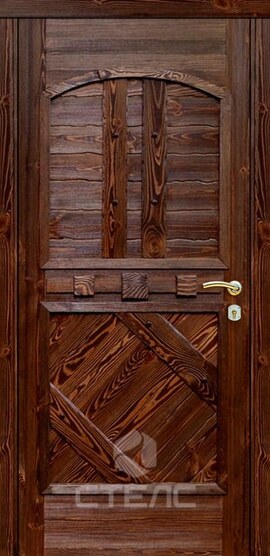 Дверь  металлическая входная  в дом/ квартиру из массива дерева (сосна) в деревянный дом | Артикул 019-033 фото