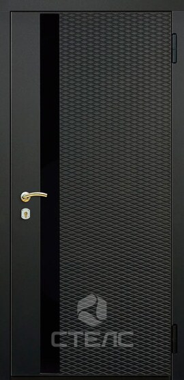 Стальная входная дверь Магнат ПЗ- 049-977 с накладкой МДФ-ПВХ с 2-х сторон 2-К утеплённая + Зеркало (маленькое) + Вставка из стекла фото