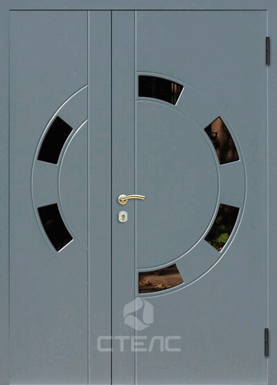 Металлическая входная дверь ППС- 143-139 с МДФ-ПВХ накладкой 2-К утеплённая + Стеклопакет маленький фото