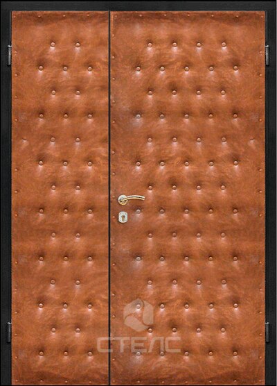 Дверь входная обитая кожзаменителем двупольная дутая 2-К утеплённая — Артикул 241-703 фото