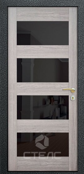Стальная входная дверь Волкодав Грей Мелинга МДС- 096-637 МДФ 2-К утеплённая + Молдинг + Вставка из стекла фото
