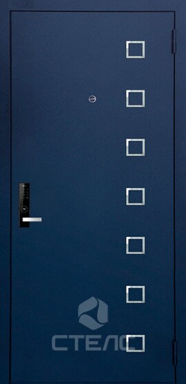 Дверь входная  Лаура Blue 008-283 порошковое напыление с МДФ-ПВХ 2-К утеплённая + Молдинг (7 шт.) + Зеркало (большое) фото