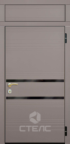Железная входная дверь Арчер II ПМФ- 665-528 из МДФ-ПВХ с обеих сторон 2-К утеплённая + Молдинг + Вставка из стекла + Верхняя фрамуга фото