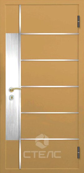 Стальная входная дверь Таллин Classic ПЗ- 499-745 отделанная МДФ-ПВХ 3-К с шумоизоляцией + Нержавеющая полоса + Молдинг + Зеркало (большое) фото