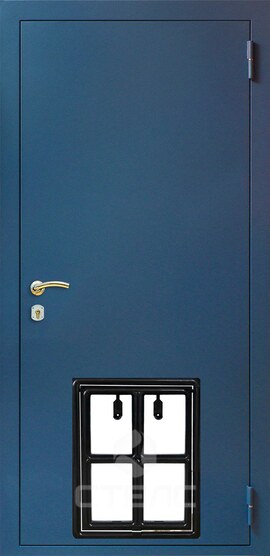 Стальная входная дверь 703-865 с порошковой краской + ламинатом + Люк для собак (30x40см) фото