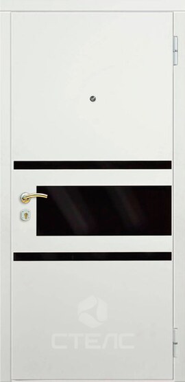 Стальная входная  дверь Президент White ПМ- 482-364 с МДФ-ПВХ отделкой 2-К утеплённая + Монитор ACV AVM-707 + Молдинг + Вставка из стекла фото
