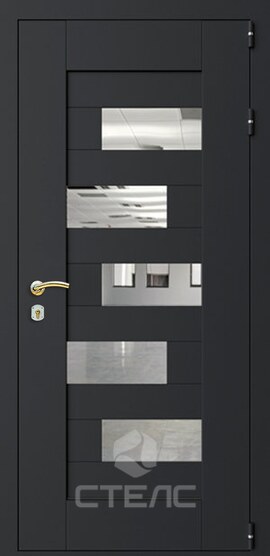Железная входная дверь Пиана Венге/White МДC- 263-099 МДФ 2-К утеплённая + Вставка из стекла + Зеркальная вставка фото