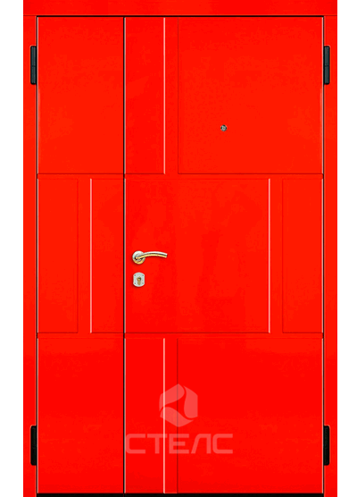 Металлическая входная дверь 905-437 порошок с створкой 3-К с шумоизоляцией + Выдавливание фото