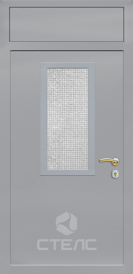 Входная дверь 128-397 Порошковая с фрамугой конструкция 2-К + с армированным противопожарным остеклением+ Верхняя фрамуга фото