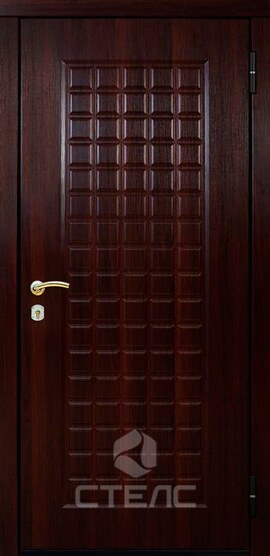 Стальная входная дверь Прато Вишня ПЗ- 046-821 с МДФ-ПВХ облицовкой 2-К с терморазрывом + Зеркало (маленькое) фото