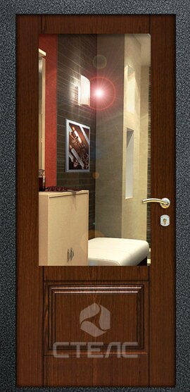 Входная железная дверь с отделкой ламинат + МДФ-ПВХ в квартиру + зеркало (маленькое) фото