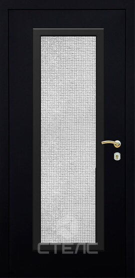 Стальная входная дверь 704-922 с порошковым напылением 2-К утеплённая + Армированное стекло (Большое) фото