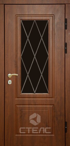 Стальная входная дверь Элегия Орех/White Double МДС- 615-997 с покрытием МДФ 2-К утеплённая + Ковка + Стеклопакет (средний) фото